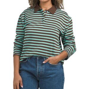 ENGLISH FACTORY Striped Collared Sweatshirt